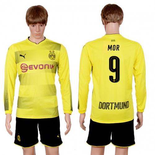 Dortmund #9 MOR Home Long Sleeves Soccer Club Jersey - Click Image to Close